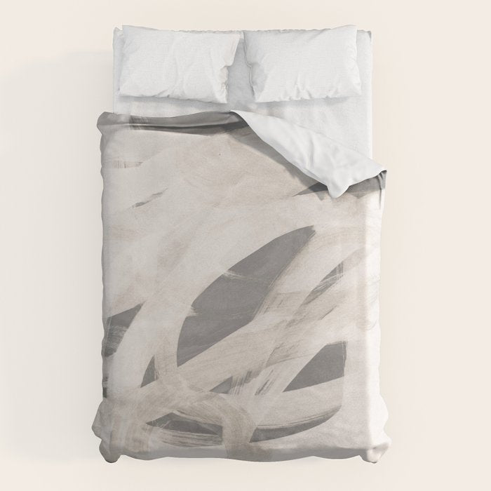 abstract brushstrokes neutral Duvet Cover Gallery Image 1
