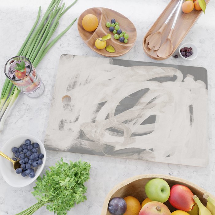 abstract brushstrokes neutral Cutting Board Gallery Image 2