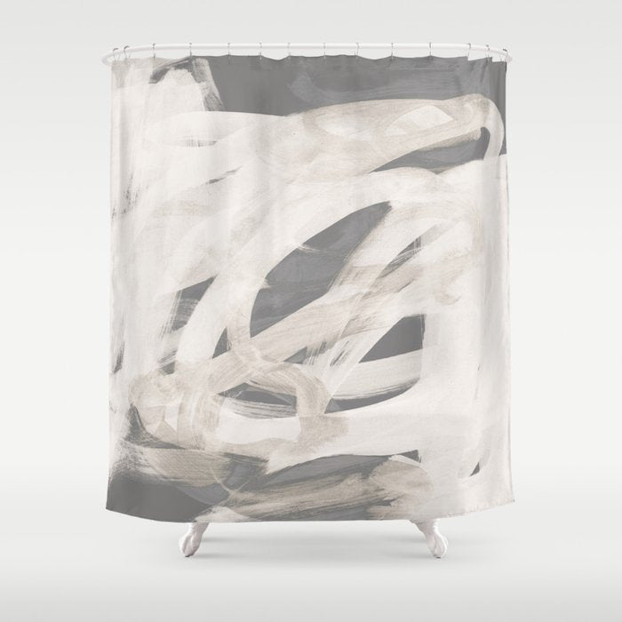 abstract brushstrokes neutral Shower Curtain Gallery Image 1
