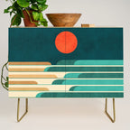Chasing wave under the red moon Credenza Gallery Image 1