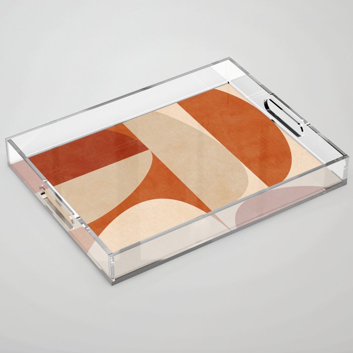 abstract retro shapes earthy 4 Acrylic Tray Gallery Image 1