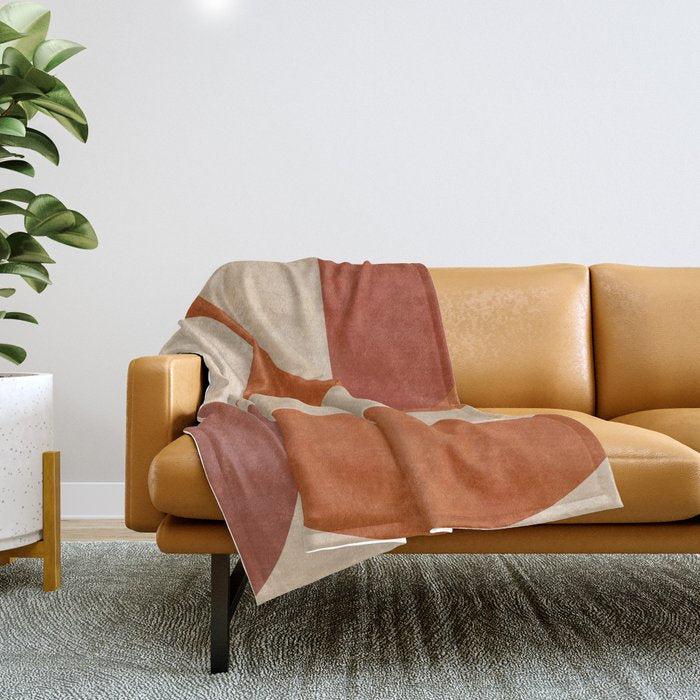 abstract retro shapes earthy 4 Throw Blanket Gallery Image 1