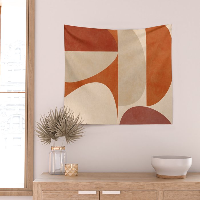 abstract retro shapes earthy 4 Wall Tapestry Gallery Image 2