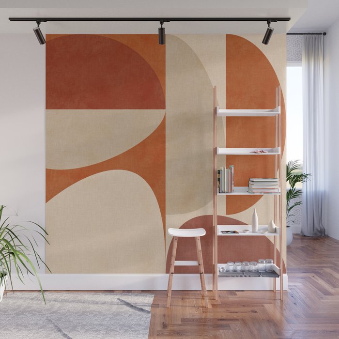 abstract retro shapes earthy 4 Wall Mural Gallery Image 1