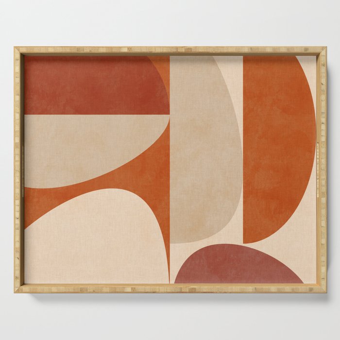abstract retro shapes earthy 4 Serving Tray Gallery Image 1