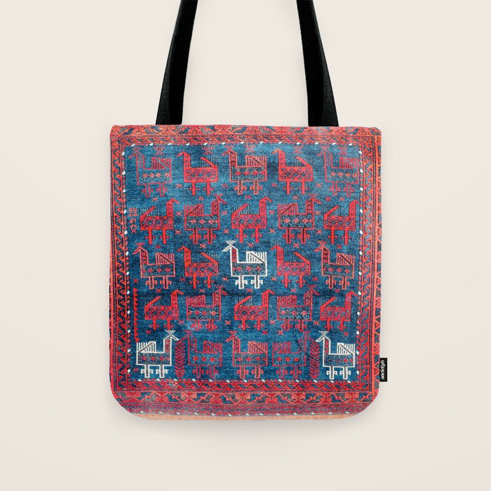25 Peacocks Baluch Khorasan Persian Bag Face Print Tote Bag Gallery Image 1