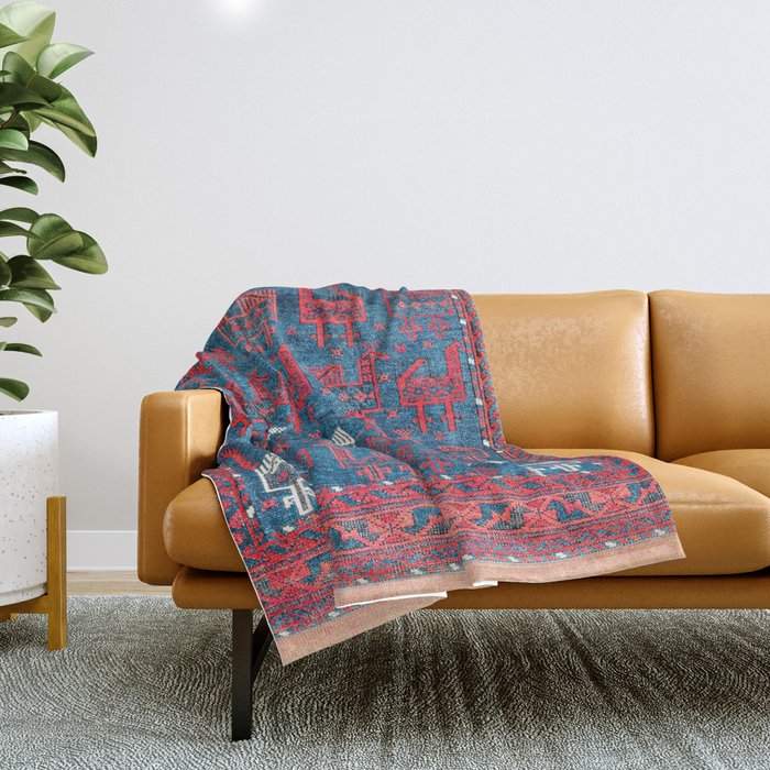 25 Peacocks Baluch Khorasan Persian Bag Face Print Throw Blanket Gallery Image 1