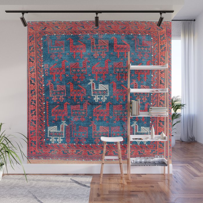25 Peacocks Baluch Khorasan Persian Bag Face Print Wall Mural Gallery Image 1