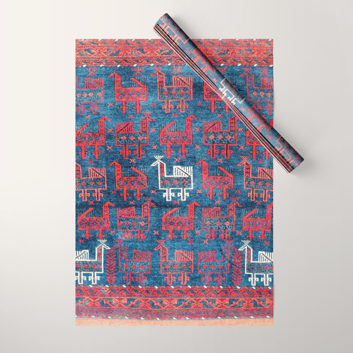 25 Peacocks Baluch Khorasan Persian Bag Face Print Wrapping Paper Gallery Image 1