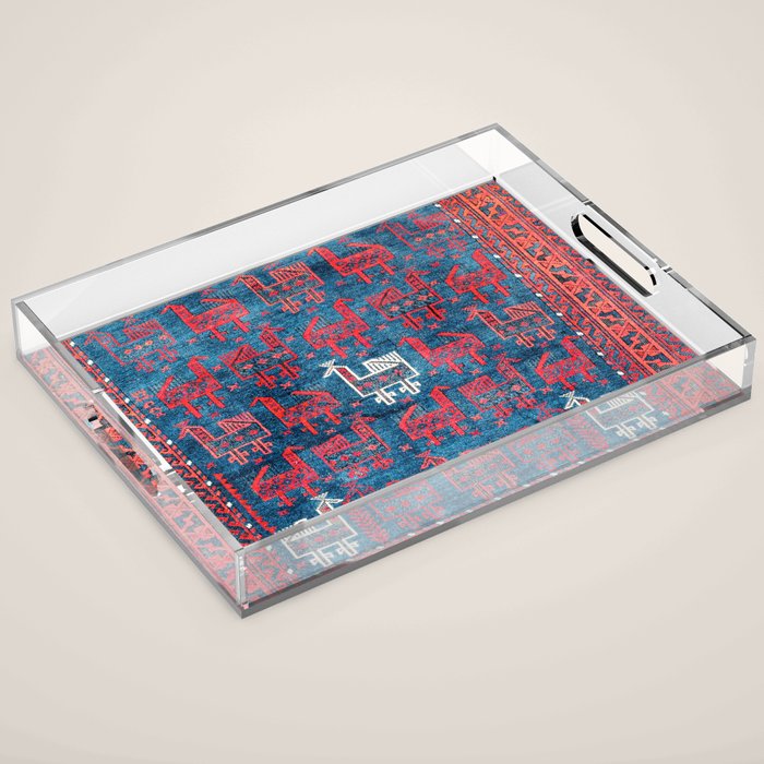 25 Peacocks Baluch Khorasan Persian Bag Face Print Acrylic Tray Gallery Image 1