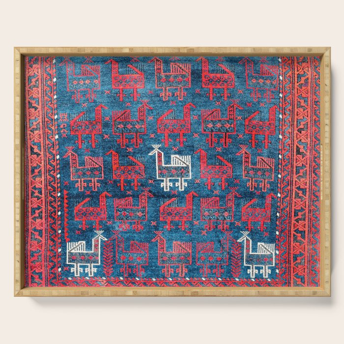 25 Peacocks Baluch Khorasan Persian Bag Face Print Serving Tray Gallery Image 1