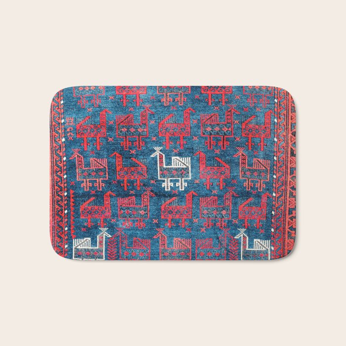 25 Peacocks Baluch Khorasan Persian Bag Face Print Bath Mat Gallery Image 1