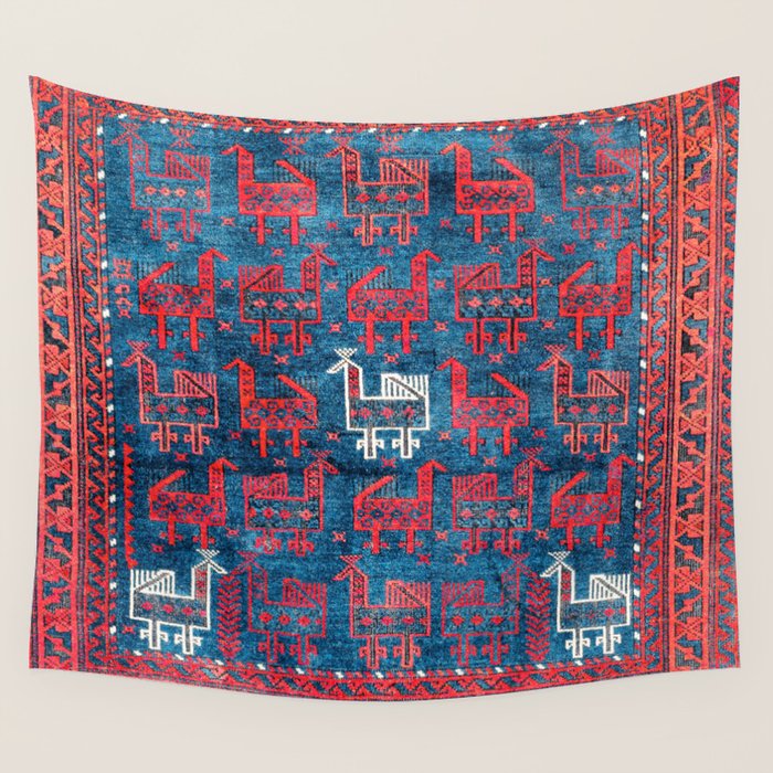 25 Peacocks Baluch Khorasan Persian Bag Face Print Wall Tapestry Gallery Image 1