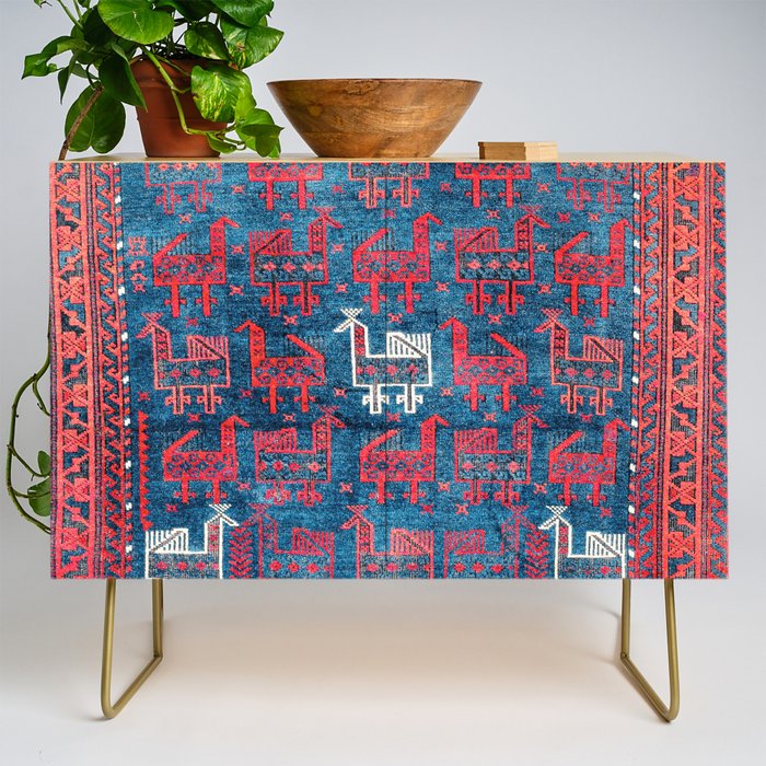 25 Peacocks Baluch Khorasan Persian Bag Face Print Credenza Gallery Image 1
