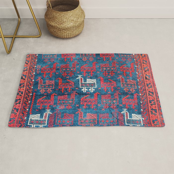 25 Peacocks Baluch Khorasan Persian Bag Face Print Rug Gallery Image 1