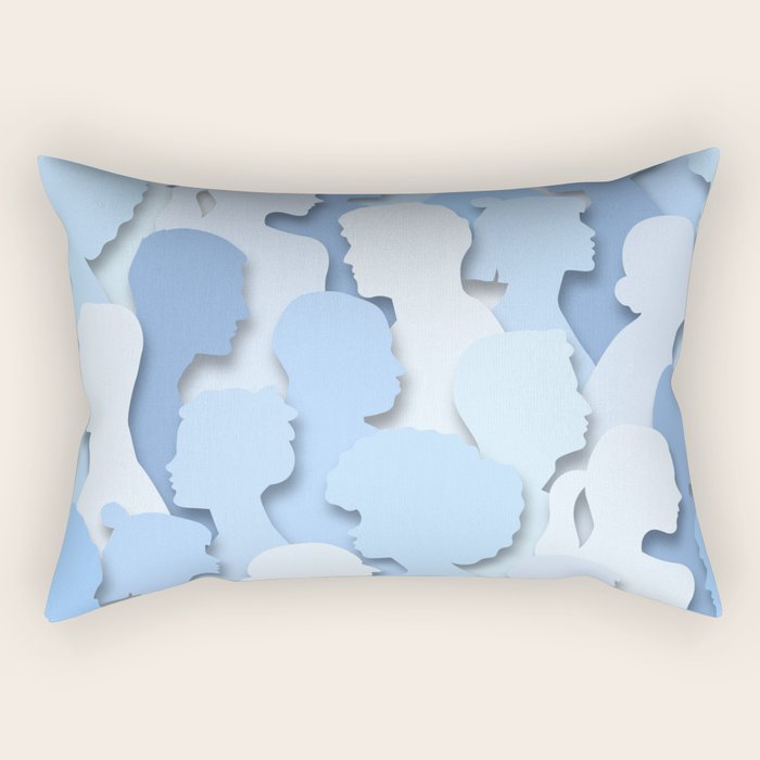 Diverse people paper cut crowd pattern Rectangular Pillow Gallery Image 2