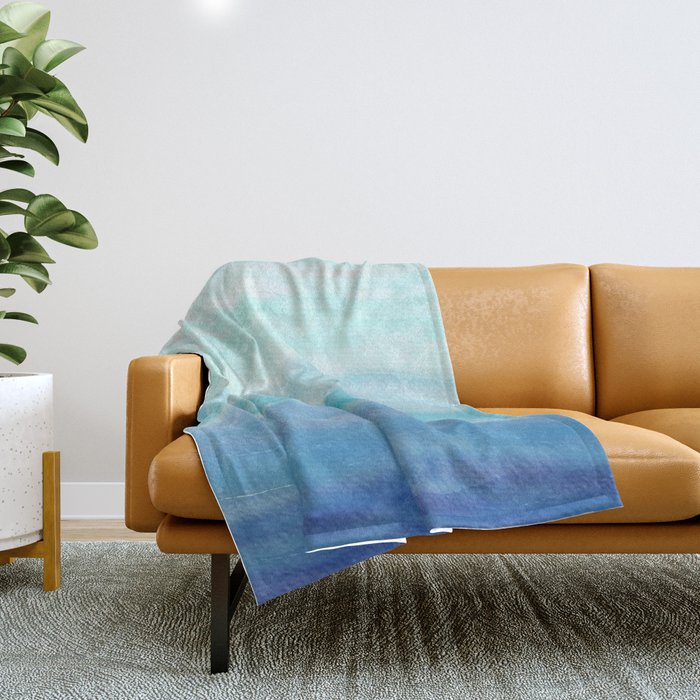 Sea Waves, Abstract Watercolor Painting Throw Blanket Gallery Image 1