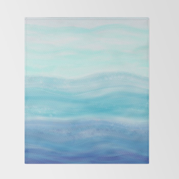 Sea Waves, Abstract Watercolor Painting Throw Blanket Gallery Image 2