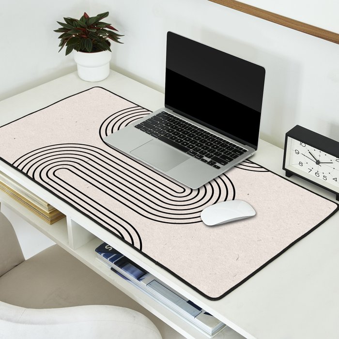 Beige Soft Organic Texture Modern Desk Mat Gallery Image 2