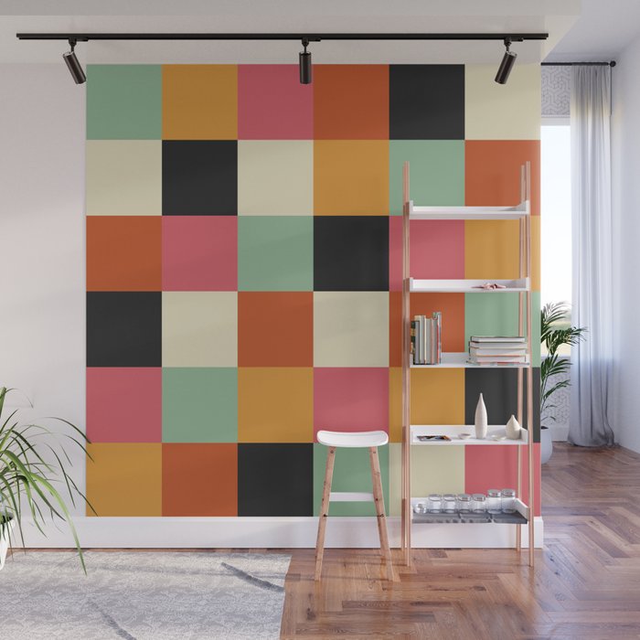 Bold Colorful Checks Pattern - Large XVIII Wall Mural Gallery Image 1