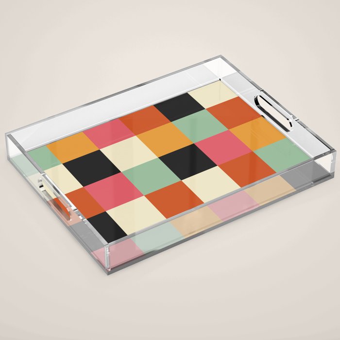 Bold Colorful Checks Pattern - Large XVIII Acrylic Tray Gallery Image 1