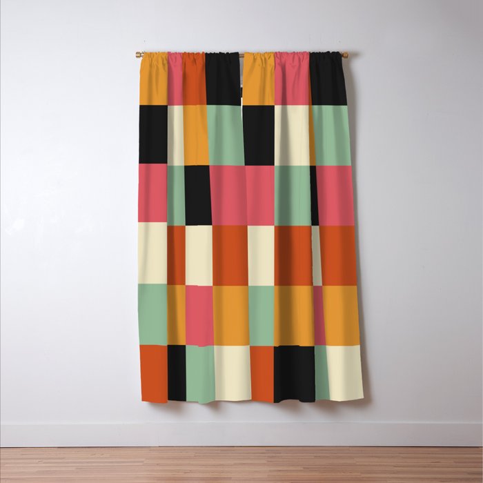 Bold Colorful Checks Pattern - Large XVIII Window Curtain Gallery Image 3