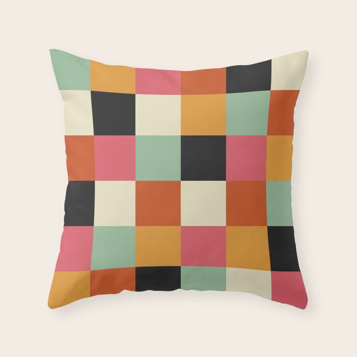 Bold Colorful Checks Pattern - Large XVIII Throw Pillow Gallery Image 1