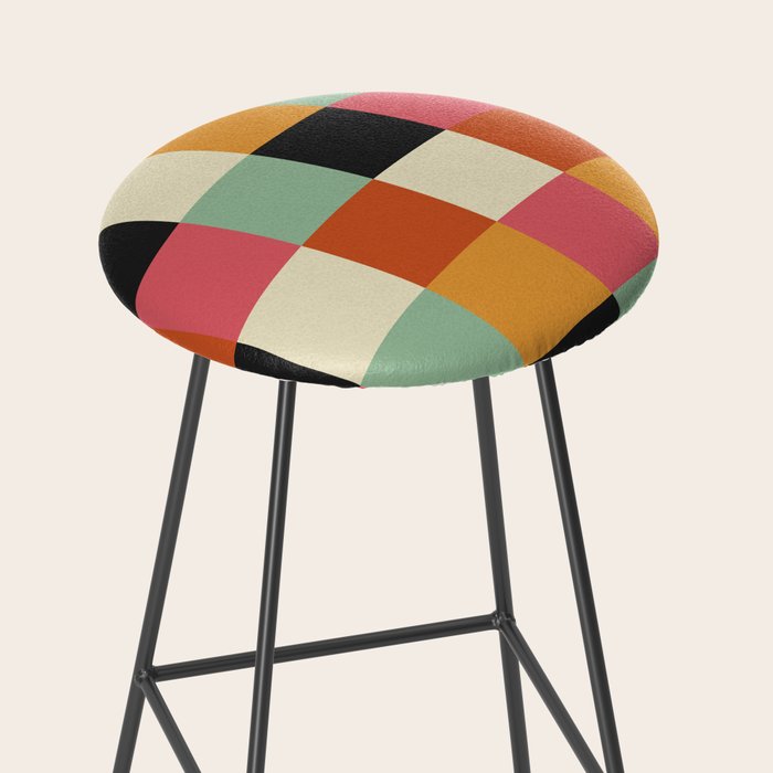 Bold Colorful Checks Pattern - Large XVIII Stool Gallery Image 2