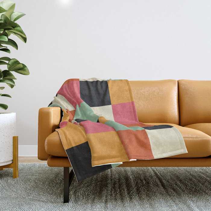 Bold Colorful Checks Pattern - Large XVIII Throw Blanket Gallery Image 1