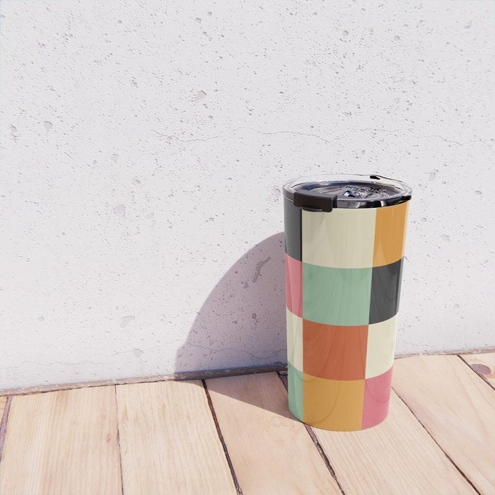 Bold Colorful Checks Pattern - Large XVIII Travel Mug Gallery Image 4