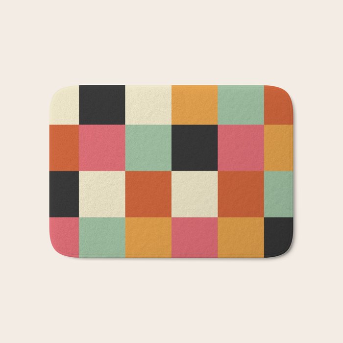 Bold Colorful Checks Pattern - Large XVIII Bath Mat Gallery Image 1