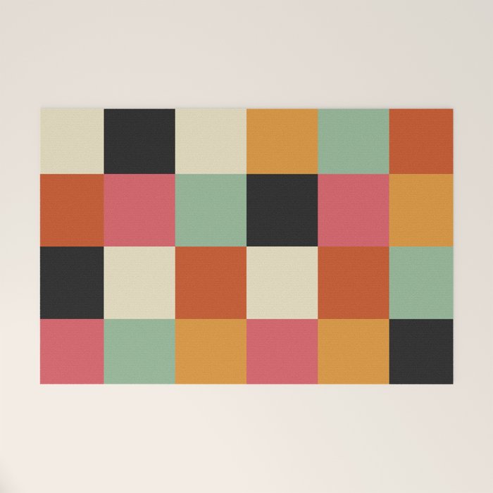 Bold Colorful Checks Pattern - Large XVIII Welcome Mat Gallery Image 1