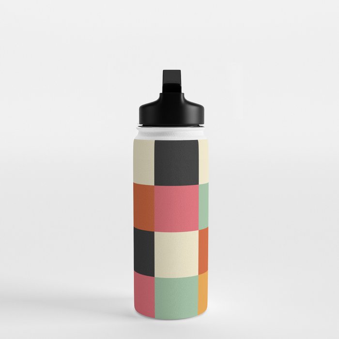 Bold Colorful Checks Pattern - Large XVIII Water Bottle Gallery Image 3