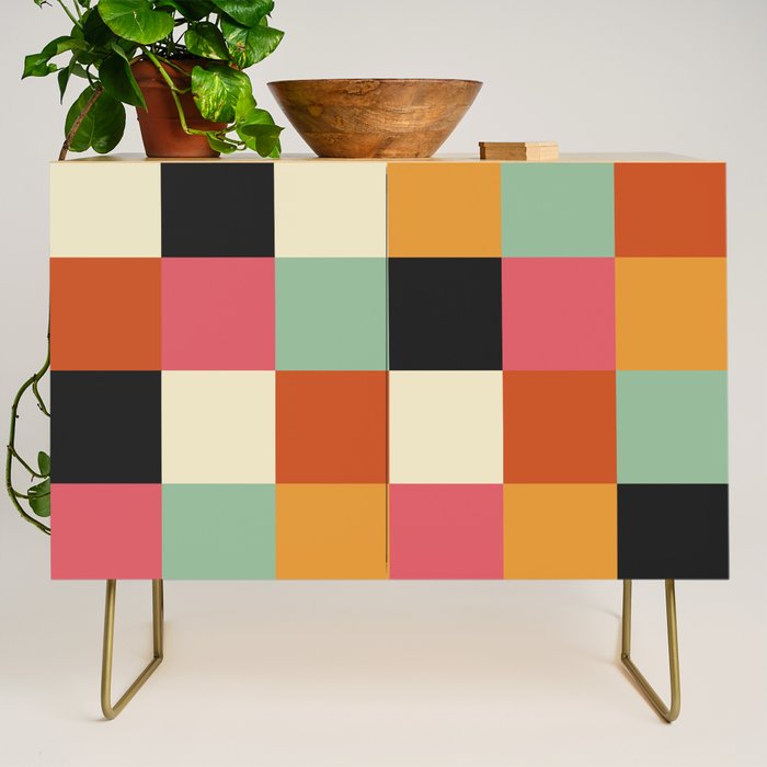 Bold Colorful Checks Pattern - Large XVIII Credenza Gallery Image 1