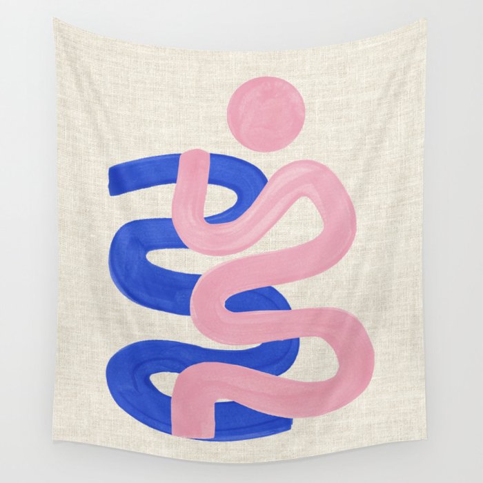 Pink Wiggle Embrace Wall Tapestry Gallery Image 1