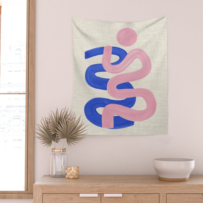 Pink Wiggle Embrace Wall Tapestry Gallery Image 2