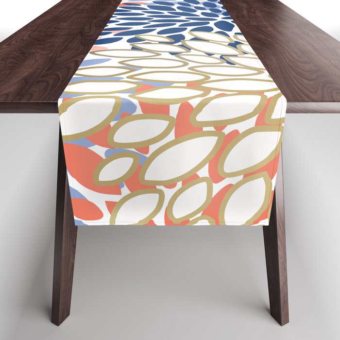 Festive, Modern, Floral Prints, Pink, Navy, Gold Table Runner Gallery Image 1