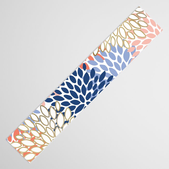 Festive, Modern, Floral Prints, Pink, Navy, Gold Table Runner Gallery Image 3