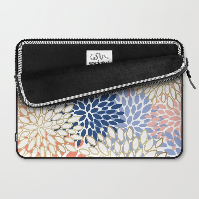 Festive, Modern, Floral Prints, Pink, Navy, Gold Laptop Sleeve Gallery Image 2