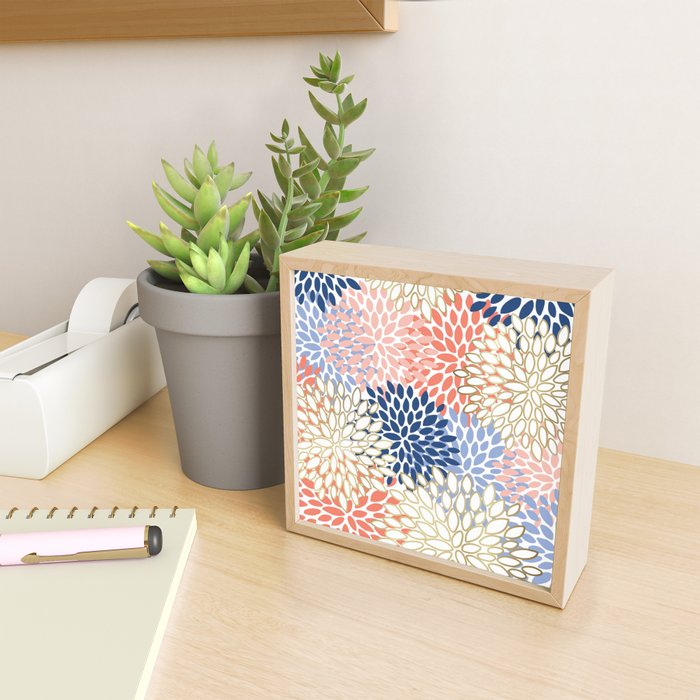 Festive, Modern, Floral Prints, Pink, Navy, Gold Mini Art Print Gallery Image 2