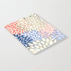 Festive, Modern, Floral Prints, Pink, Navy, Gold Notebook Gallery Image 2