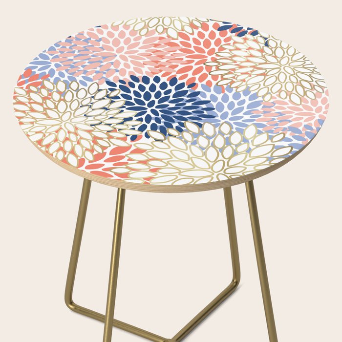 Festive, Modern, Floral Prints, Pink, Navy, Gold Side Table Gallery Image 2