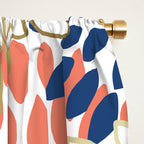 Festive, Modern, Floral Prints, Pink, Navy, Gold Window Curtain Gallery Image 2