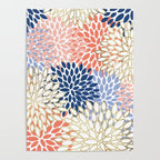Festive, Modern, Floral Prints, Pink, Navy, Gold Poster Gallery Image 4