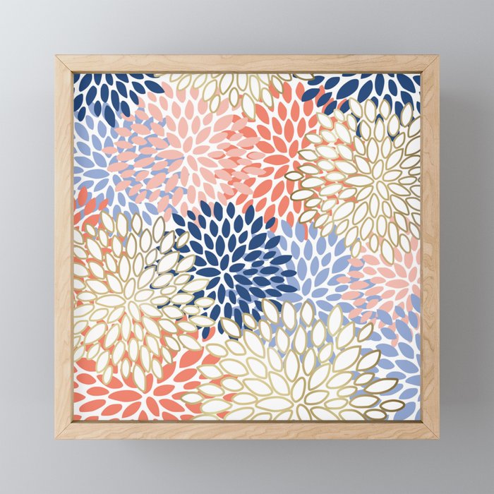 Festive, Modern, Floral Prints, Pink, Navy, Gold Mini Art Print Gallery Image 1