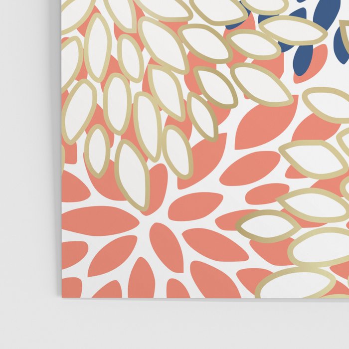 Festive, Modern, Floral Prints, Pink, Navy, Gold Poster Gallery Image 3