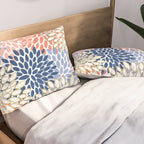 Festive, Modern, Floral Prints, Pink, Navy, Gold Pillow Sham Gallery Image 2