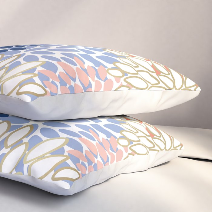 Festive, Modern, Floral Prints, Pink, Navy, Gold Pillow Sham Gallery Image 3