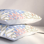 Festive, Modern, Floral Prints, Pink, Navy, Gold Pillow Sham Gallery Image 3