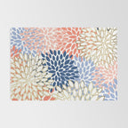 Festive, Modern, Floral Prints, Pink, Navy, Gold Rug Gallery Image 2